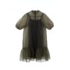 French Vinatge Midi Dress Women Retro Pure Color Short Sleeve Party Design