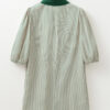 Green Patch Pockets Button Down Short Puff Sleeve Dress