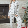 White Bows Print Two Piece Sleepwear