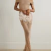 Women's Sexy Mesh Perspective Off Shoulder Bra Perspective Elastic Long Dress Elegant Celebrity Evening Dress