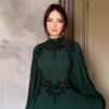 Women's Lace Trimmed Long Gown Evening Dress