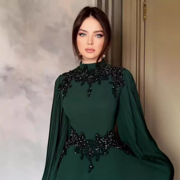 Women's Lace Trimmed Long Gown Evening Dress