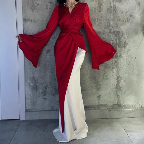 571136338 Elegant Satin Two-Piece Evening Dress for Women