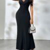 565301396 Sexy backless party long dress with elegant V-neck hanging neck dress