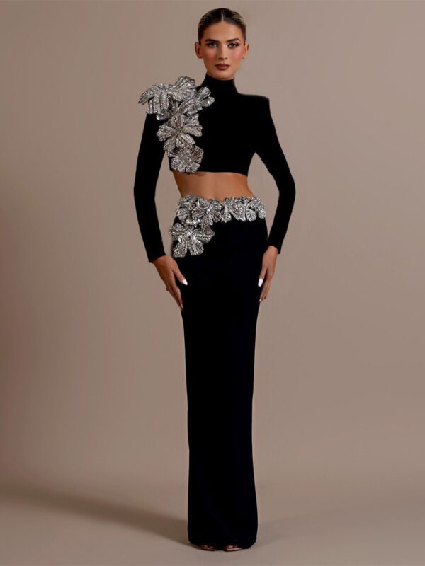 Bandage skirt set long skirt two-piece set party dress