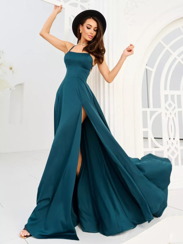 Spring Style Women's Strapless Backless Sexy Slit Evening Party Formal Dress