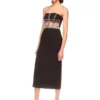 571136396 Knitted black strapless beaded evening dress with bandages and backless dress