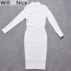 Long Sleeve Hollow Out Club Evening Party Midi Dress