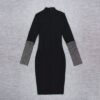 Sexy Mesh Diamond Ladies Long Sleeve Bandage Slim Dress