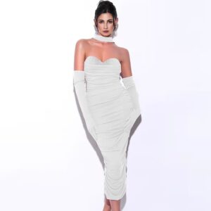 Mesh splicing bandage and suspender fashionable women's dress
