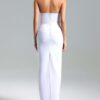 White hanging neck V-neck mesh elegant slim party evening dress