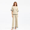 O-neck Short Sleeve Loose Sweater Casual Tops High Waist Pant 2 Piece Set