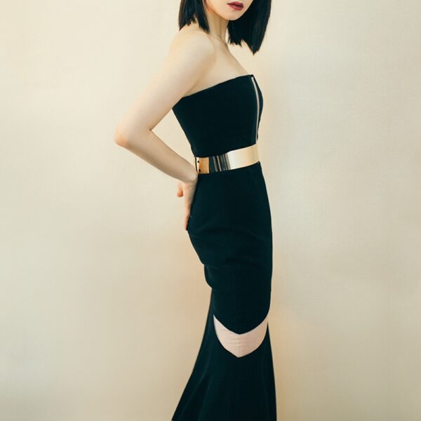 backless mesh transparent bandage dress