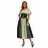 Style Medieval Retro Color-block Spliced Tie-waist Flared Dress