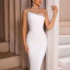 Diamond studded bra exposed backpack hip skirt bandaged dress