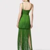 Green neckline suspender long skirt with tassel at the hem evening party dress