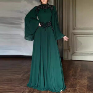 Women's Lace Trimmed Long Gown Evening Dress