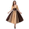 567616380 Patchwork Flutter Sleeves Princess Style Formal Gown Puffy Dress