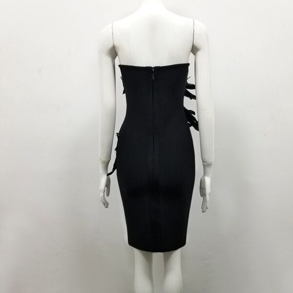 571138684 European and American tube top feather design backless dress bandage skirt