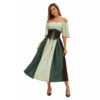 Style Medieval Retro Color-block Spliced Tie-waist Flared Dress
