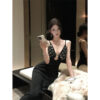 Rhinestone Metal Accessories Bandage Fitted Halter Dress