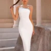 Diamond studded bra exposed backpack hip skirt bandaged dress