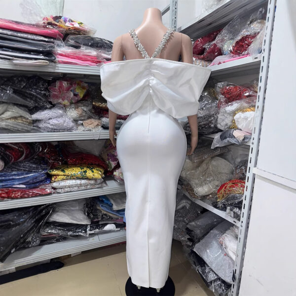 Luxury One-Shoulder Halter Neck Rhinestone Bowknot Fitted Bandage Dress