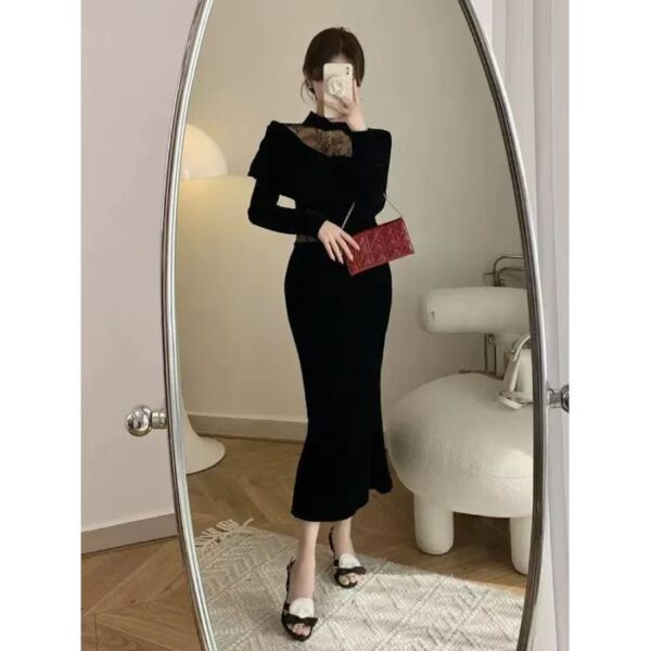 Elegant Lace Sexy Formal Black Dress