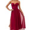 Elegant and sexy suspender mesh party evening dress