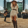 Western Music Festival Rock Party Ruffle Floral Fringe Lace Vintage Dress