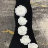 Bandage skirt strapless black and white patchwork large floral long skirt