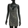 571136041 Shiny Rhinestone Halter Neck Side Split Sleeveless Dress