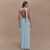 Sleeveless Pleated Slit Fitted Formal Gown