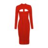 Long Sleeve Hollow Out Club Evening Party Midi Dress