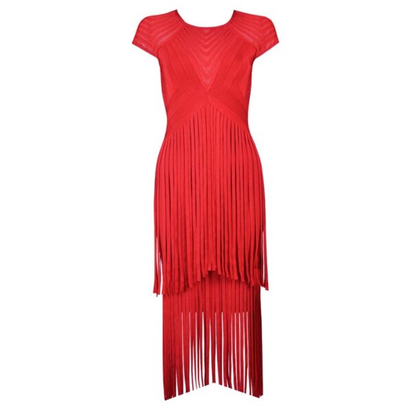 Backless fringe dress red sleeveless luxury bandage skirt hip-covering skirt