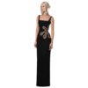 Black mesh diamond long sleeveless square neck high-end dress