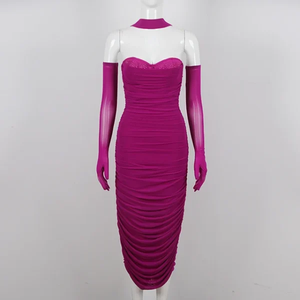 Mesh splicing bandage and suspender fashionable women's dress