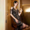 571134953 Gatsby Vintage Evening Dress 1920s Theme Party Sequin Fringe Dress