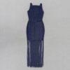 V-strap slim fitting tassel long wrap hip bandage dress niche