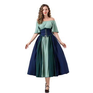 Patchwork Flutter Sleeves Princess Style Formal Gown Puffy Dress