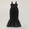 Sexy O-Neck Pearl Beading Bodycon Bandage Gown Dress