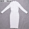 Long Sleeve Hollow Out Club Evening Party Midi Dress
