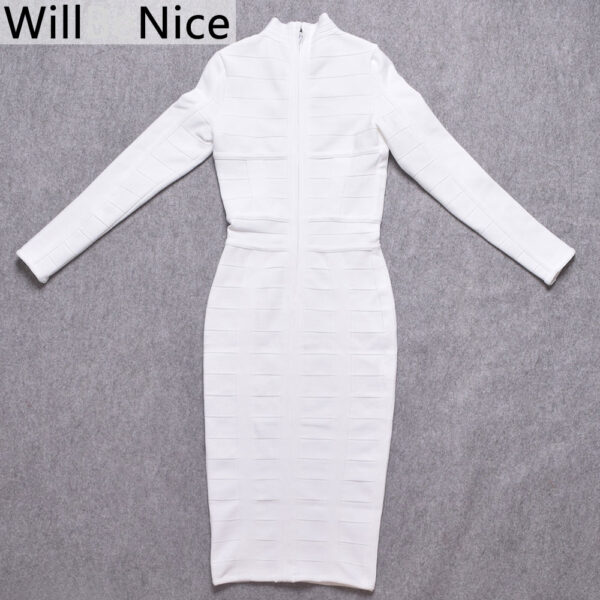 Long Sleeve Hollow Out Club Evening Party Midi Dress
