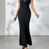 565301397 Sexy backless party long dress with elegant V-neck hanging neck dress