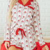 White Santa & Stripes Ruffle PJ Set