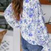 Blue Cakewalk Floral Smocked Blouse