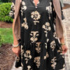 Green Frilled V Neck Puff Short Sleeve Floral Mini Dress