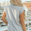 Orange Solid Color High Neck Cap Sleeve Loose Top