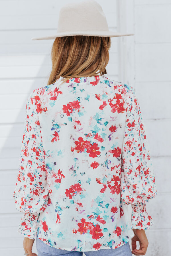 Blue Cakewalk Floral Smocked Blouse