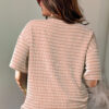 Rose Stripe Raised Rib Loose Tee Drawstring Elastic Waist 2pcs Short Set